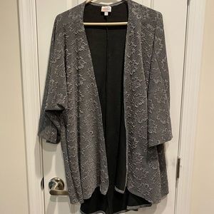 LuLaRoe Lindsay Cardigan, grey, floral pattern